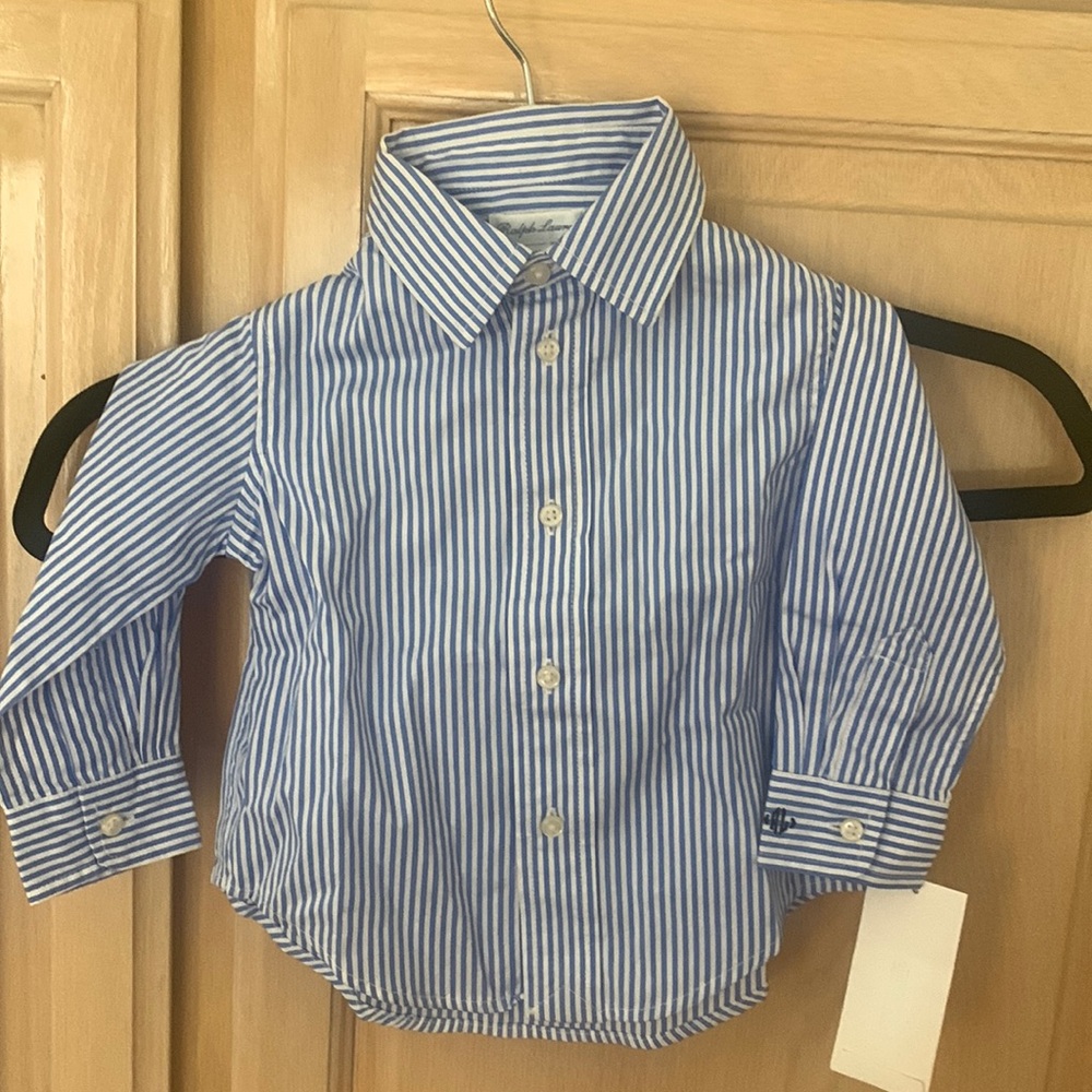 Ralph Lauren shirt, blue and white strips, new with tag